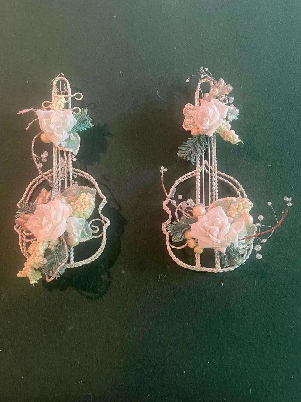 Floral Violin Xmas Decorations